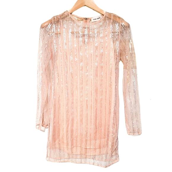 Line & Dot Christi sheer sequin mini peachy pink party dress size S - Picture 2 of 9